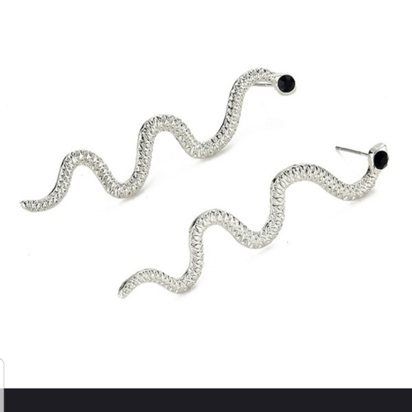 Jewelry - 🐍🐍Sexy snake earrings in SILVER with black eyes